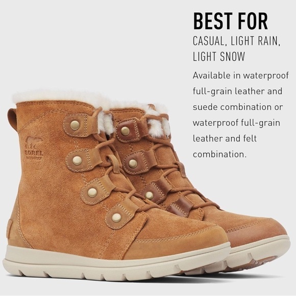 Sorel Women's Explorer Joan Boot - Light Rain, Snow - Waterproof - Camel Brown - Picture 1 of 15